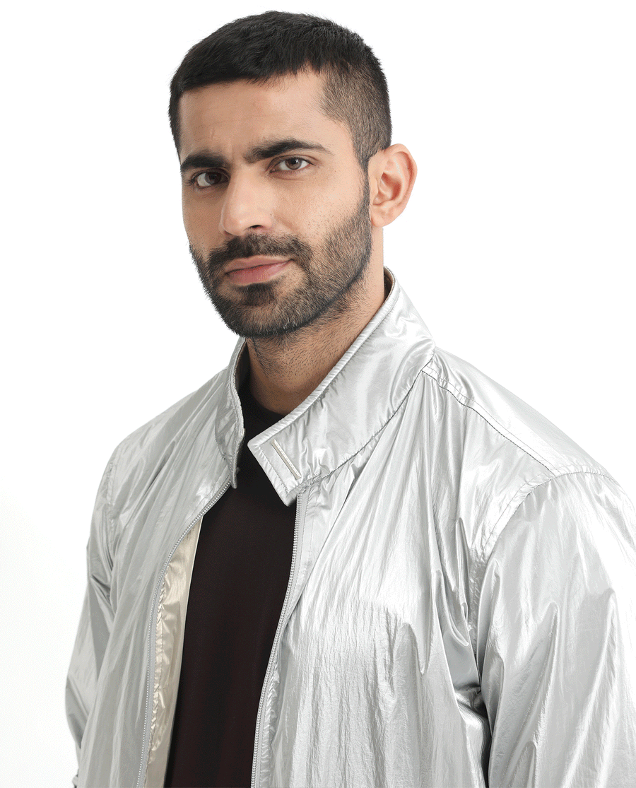 Rare Rabbit Men's Adler Gold Polyester Plain Regular Fit Full Sleeve Mandarin Collar Jacket