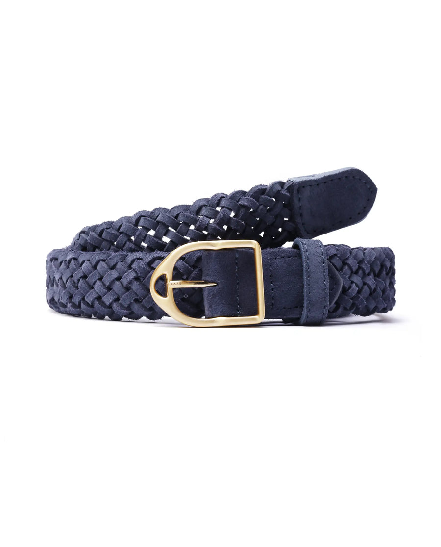 Rare Rabbit Men Aegis Navy Leather Belt