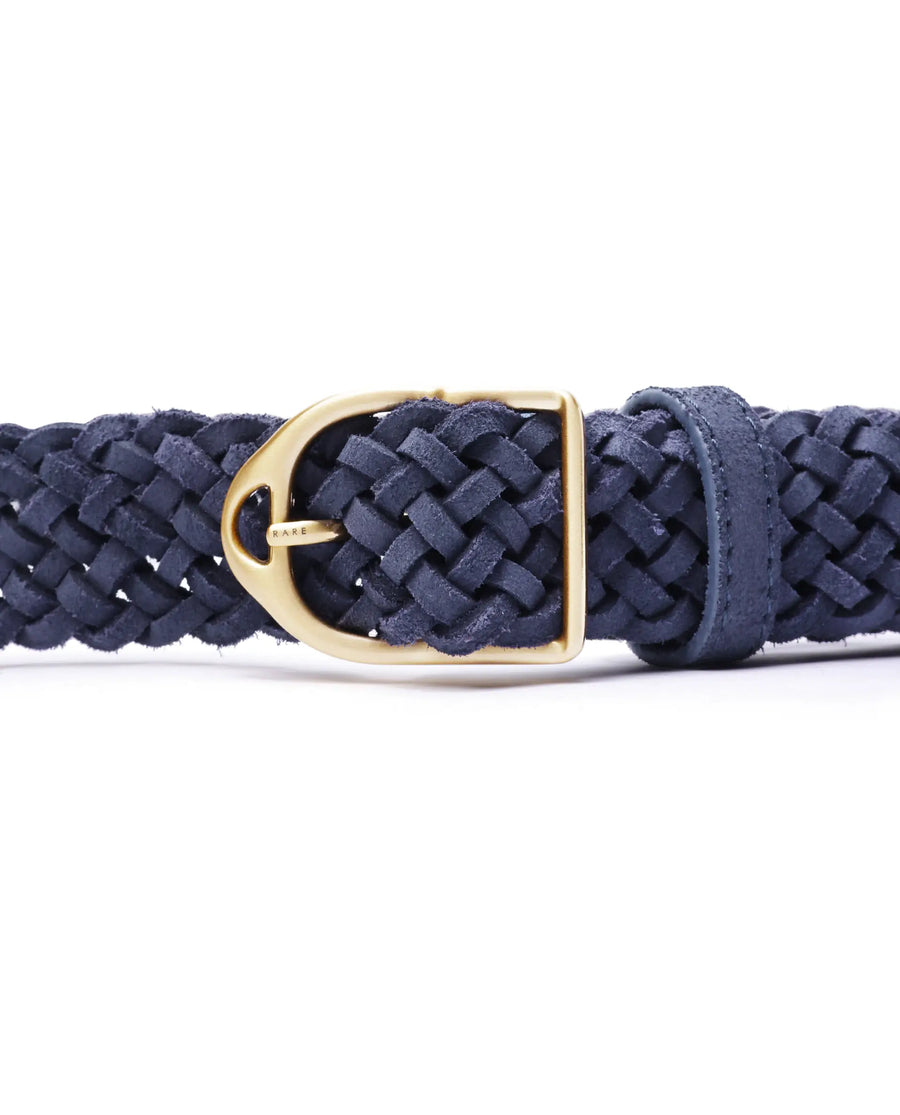Rare Rabbit Men Aegis Navy Leather Belt
