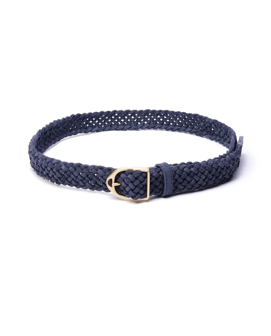 Rare Rabbit Men Aegis Navy Leather Belt