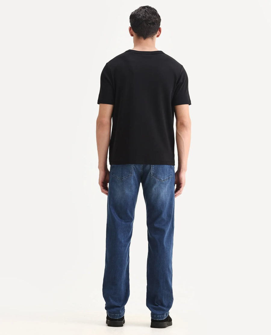 Rare Rabbit Men's Airus Blue Cotton Blend Fabric Morris Regular Fit Plain Jeans