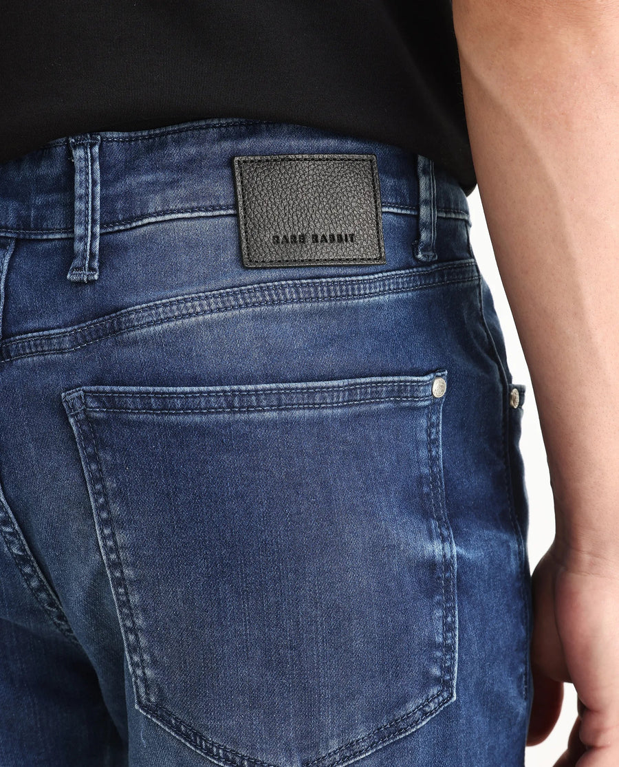 Rare Rabbit Men's Airus Blue Cotton Blend Fabric Morris Regular Fit Plain Jeans