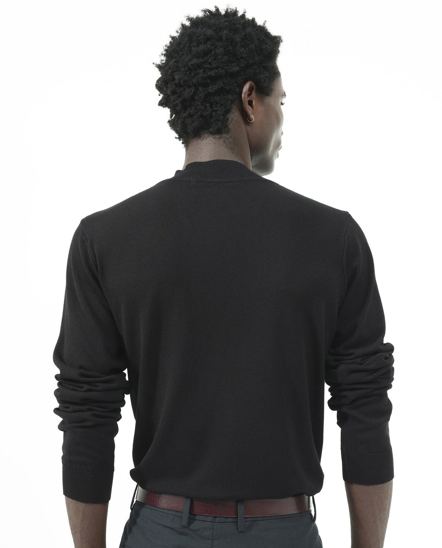 Rare Rabbit Men's Alfot Black Viscose Plain Regular Fit Full Sleeve High Neck Sweater