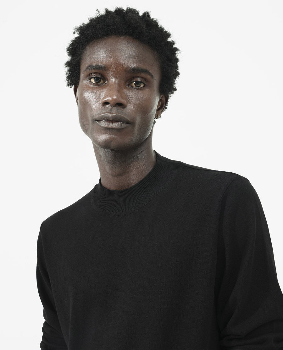 Rare Rabbit Men's Alfot Black Viscose Plain Regular Fit Full Sleeve High Neck Sweater