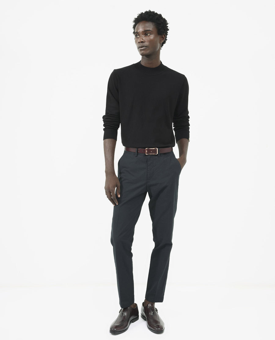 Rare Rabbit Men's Alfot Black Viscose Plain Regular Fit Full Sleeve High Neck Sweater