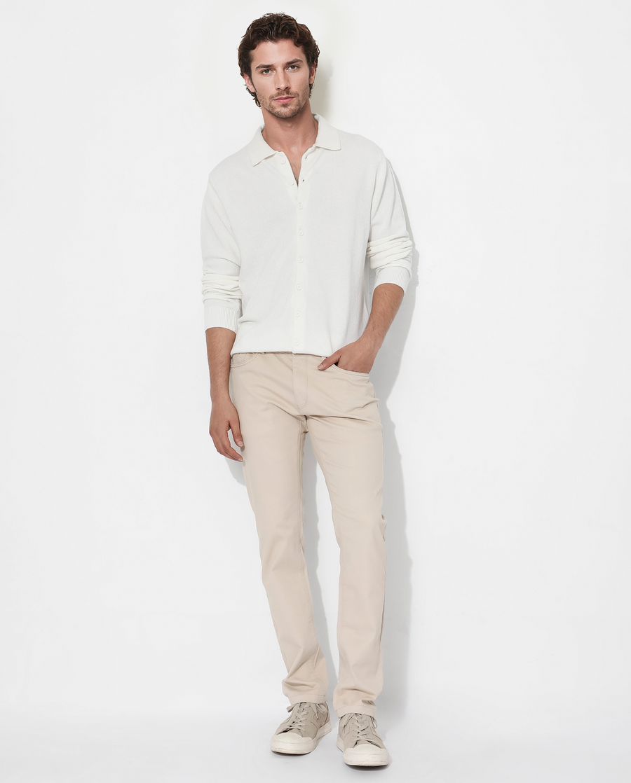 Rare Rabbit Men's Alias-N Off White Cotton Plain Regular Fit Full Sleeve Collared Shirt