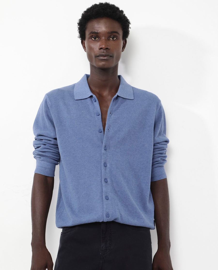 Rare Rabbit Men's Alias-N Dusky Blue Cotton Plain Regular Fit Full Sleeve Collared Shirt