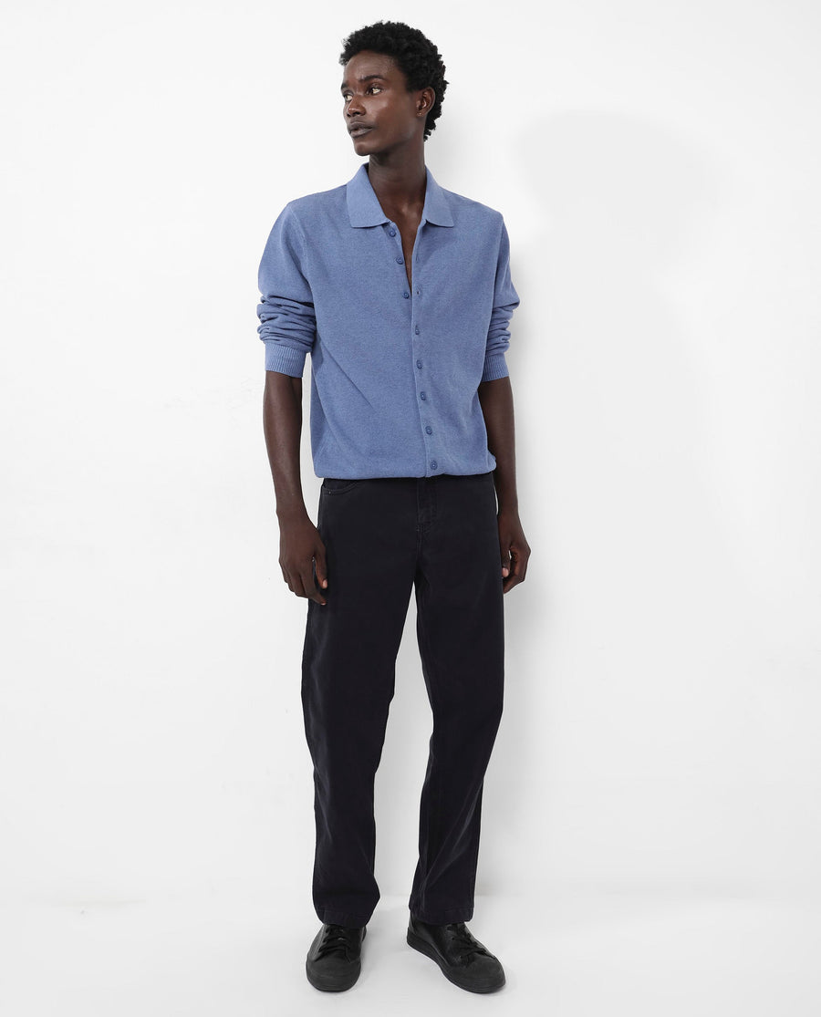 Rare Rabbit Men's Alias-N Dusky Blue Cotton Plain Regular Fit Full Sleeve Collared Shirt