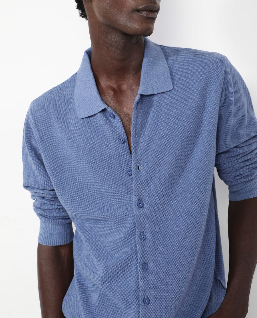 Rare Rabbit Men's Alias-N Dusky Blue Cotton Plain Regular Fit Full Sleeve Collared Shirt