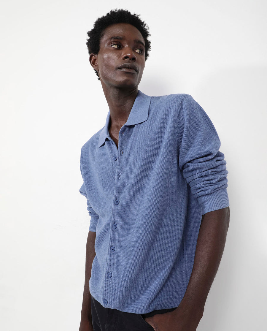 Rare Rabbit Men's Alias-N Dusky Blue Cotton Plain Regular Fit Full Sleeve Collared Shirt