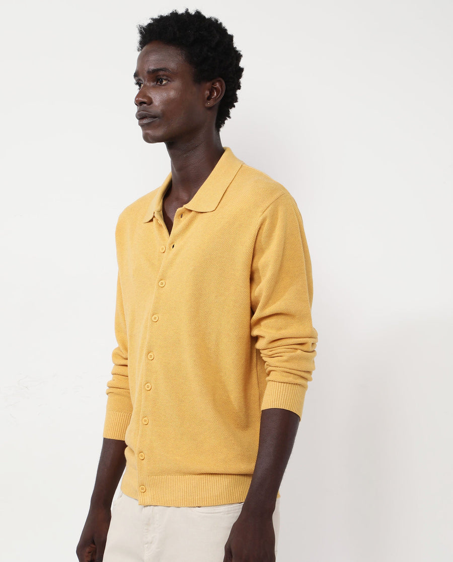 Rare Rabbit Men's Alias-N Dusky Yellow Cotton Plain Regular Fit Full Sleeve Collared Shirt