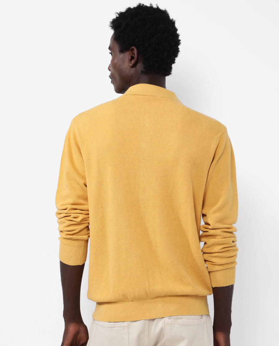 Rare Rabbit Men's Alias-N Dusky Yellow Cotton Plain Regular Fit Full Sleeve Collared Shirt