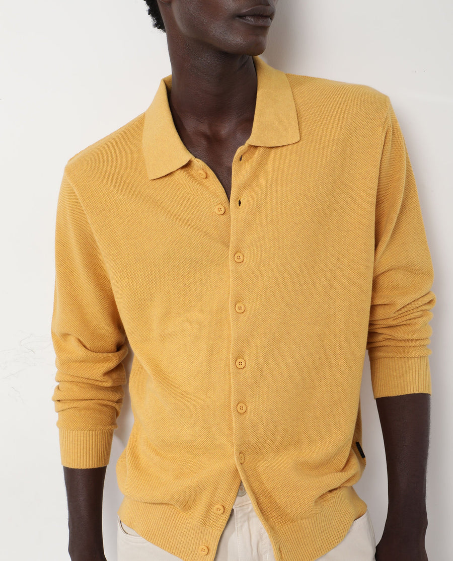Rare Rabbit Men's Alias-N Dusky Yellow Cotton Plain Regular Fit Full Sleeve Collared Shirt