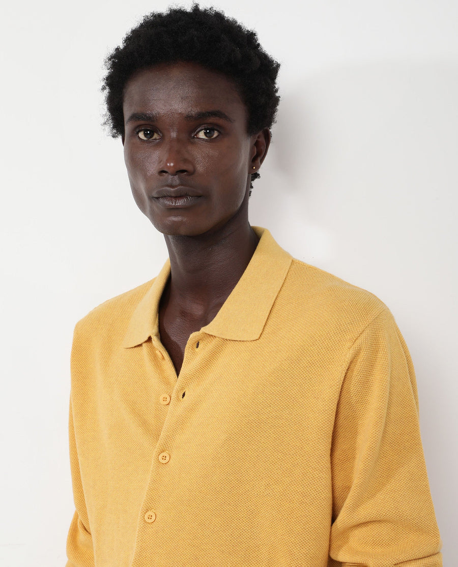 Rare Rabbit Men's Alias-N Dusky Yellow Cotton Plain Regular Fit Full Sleeve Collared Shirt
