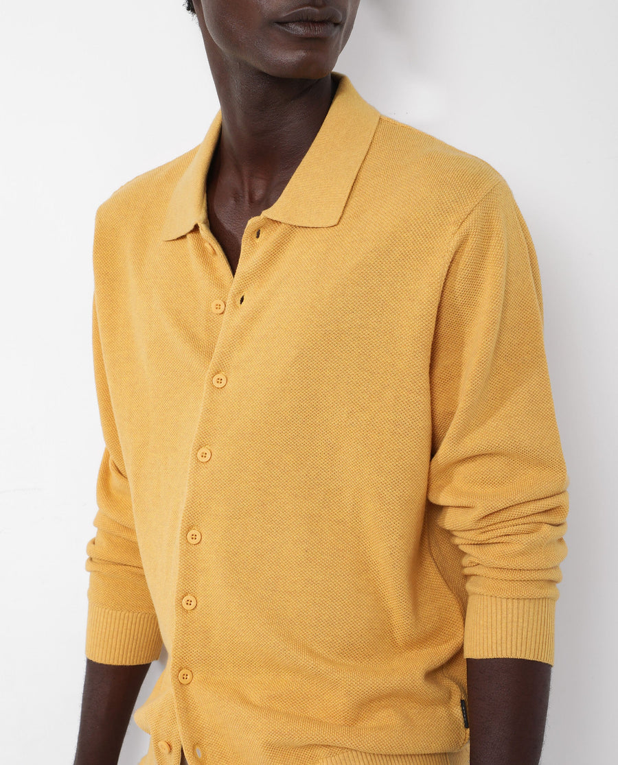 Rare Rabbit Men's Alias-N Dusky Yellow Cotton Plain Regular Fit Full Sleeve Collared Shirt