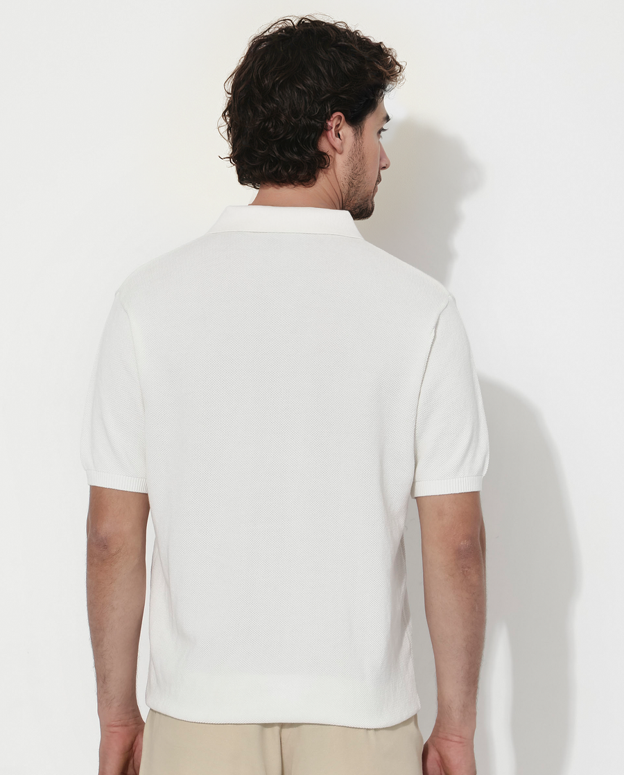 Rare Rabbit Men's Alias-N Ss Off White Cotton Plain Regular Fit Half Sleeve Collared Shirt