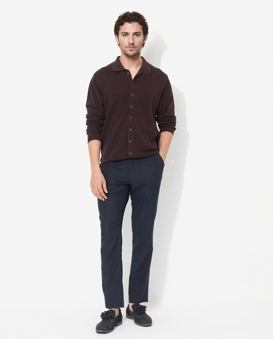 Rare Rabbit Men's Alias-N Brown Cotton Plain Regular Fit Full Sleeve Collared Shirt