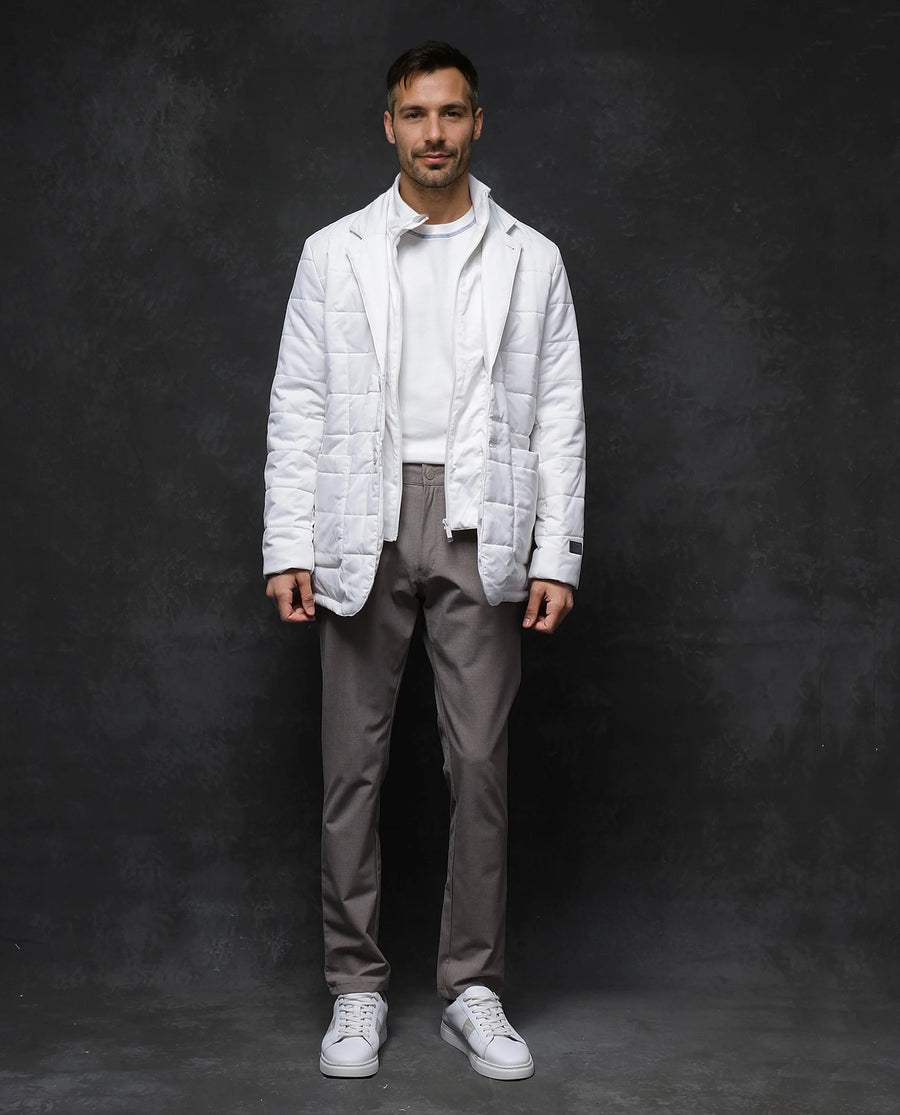 Rare Rabbit Men's Alter Off White Polyester Plain Regular Fit Full Sleeve Lapel Neck Jacket