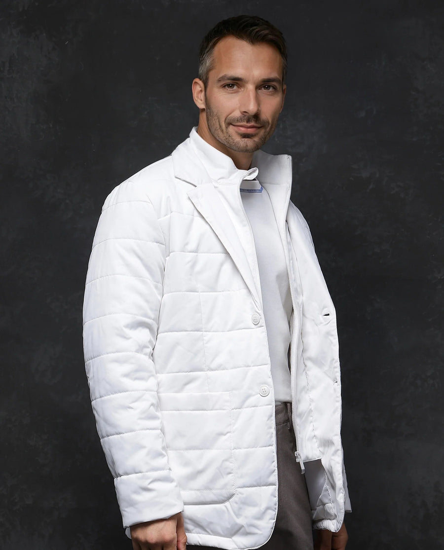 Rare Rabbit Men's Alter Off White Polyester Plain Regular Fit Full Sleeve Lapel Neck Jacket