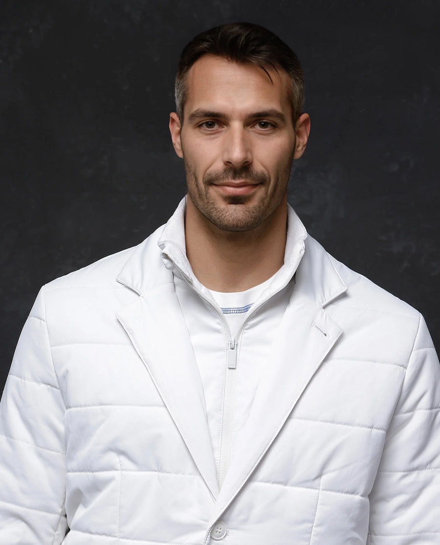 Rare Rabbit Men's Alter Off White Polyester Plain Regular Fit Full Sleeve Lapel Neck Jacket