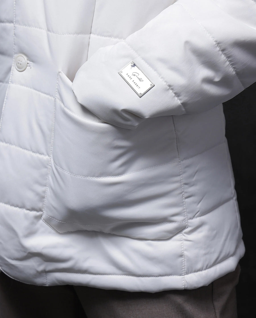 Rare Rabbit Men's Alter Off White Polyester Plain Regular Fit Full Sleeve Lapel Neck Jacket