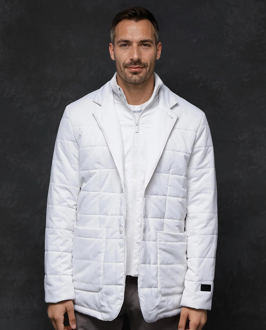 Rare Rabbit Men's Alter Off White Polyester Plain Regular Fit Full Sleeve Lapel Neck Jacket