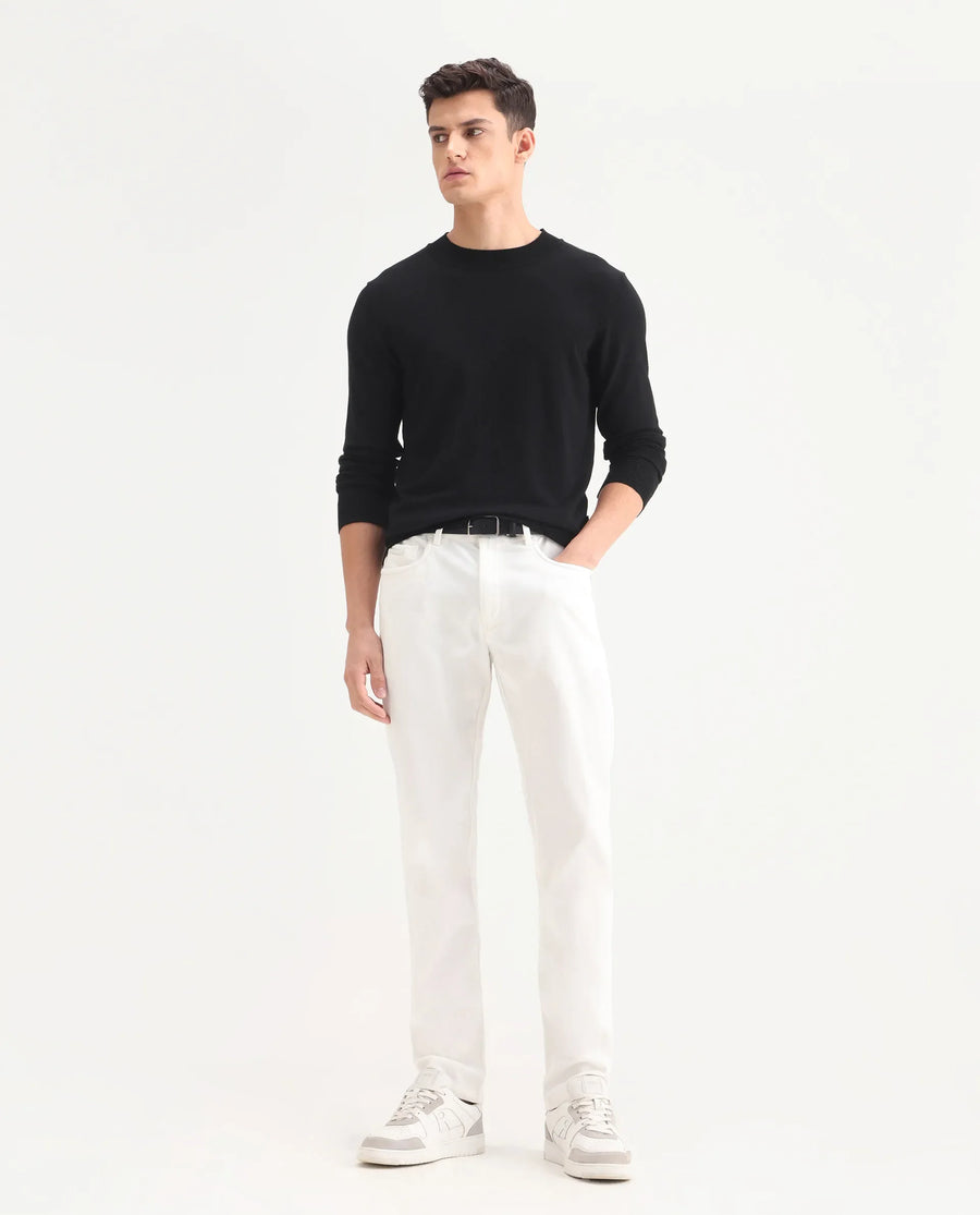 Rare Rabbit Men's Alva Black Viscose Plain Regular Fit Full Sleeve High Neck Sweater