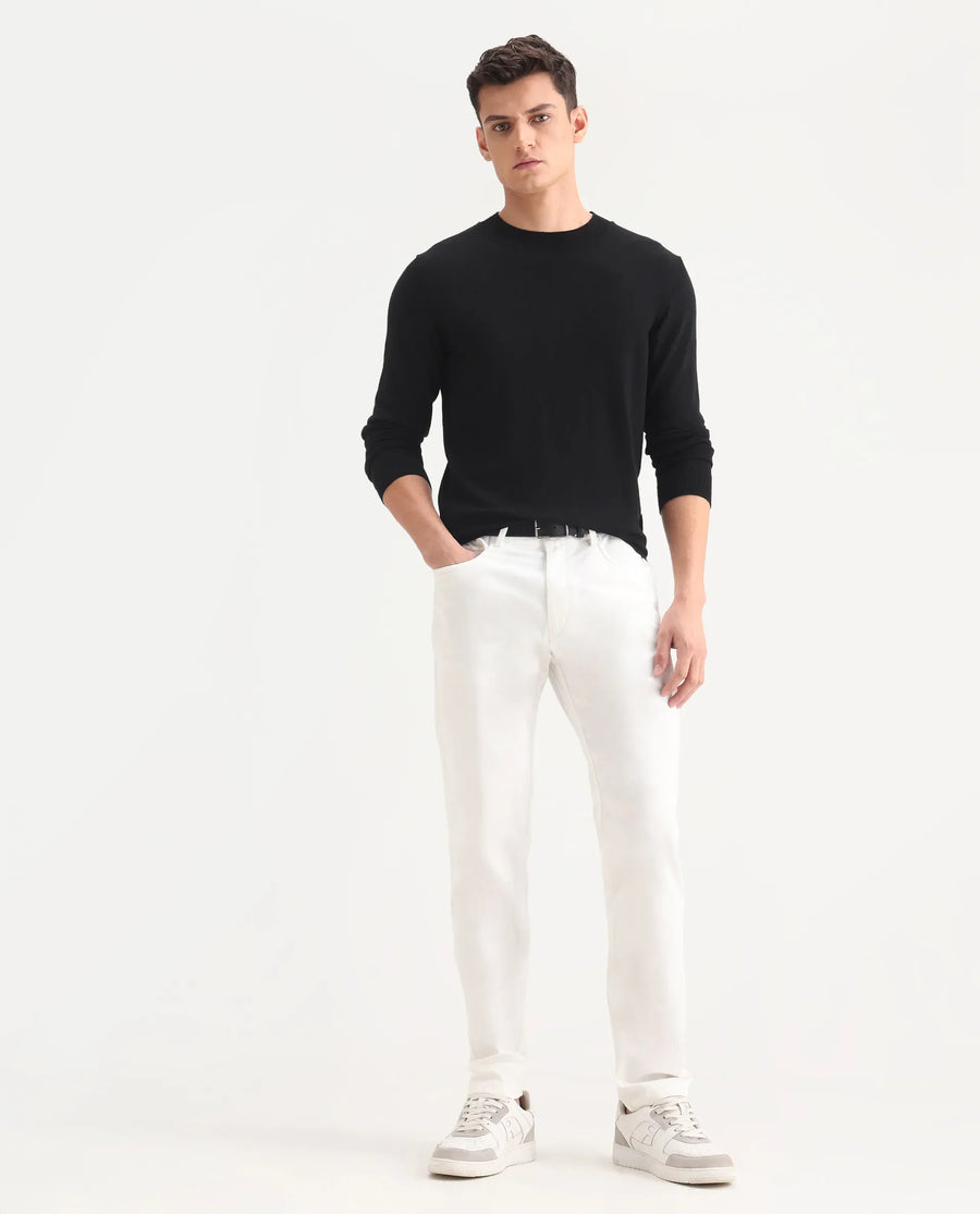 Rare Rabbit Men's Alva Black Viscose Plain Regular Fit Full Sleeve High Neck Sweater