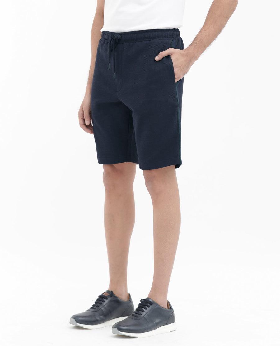 Rare Rabbit Men's Ambet Dusky Navy Cotton Blend Plain Relaxed Fit Shorts