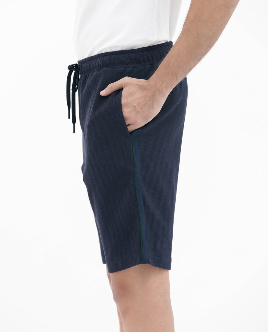 Rare Rabbit Men's Ambet Dusky Navy Cotton Blend Plain Relaxed Fit Shorts