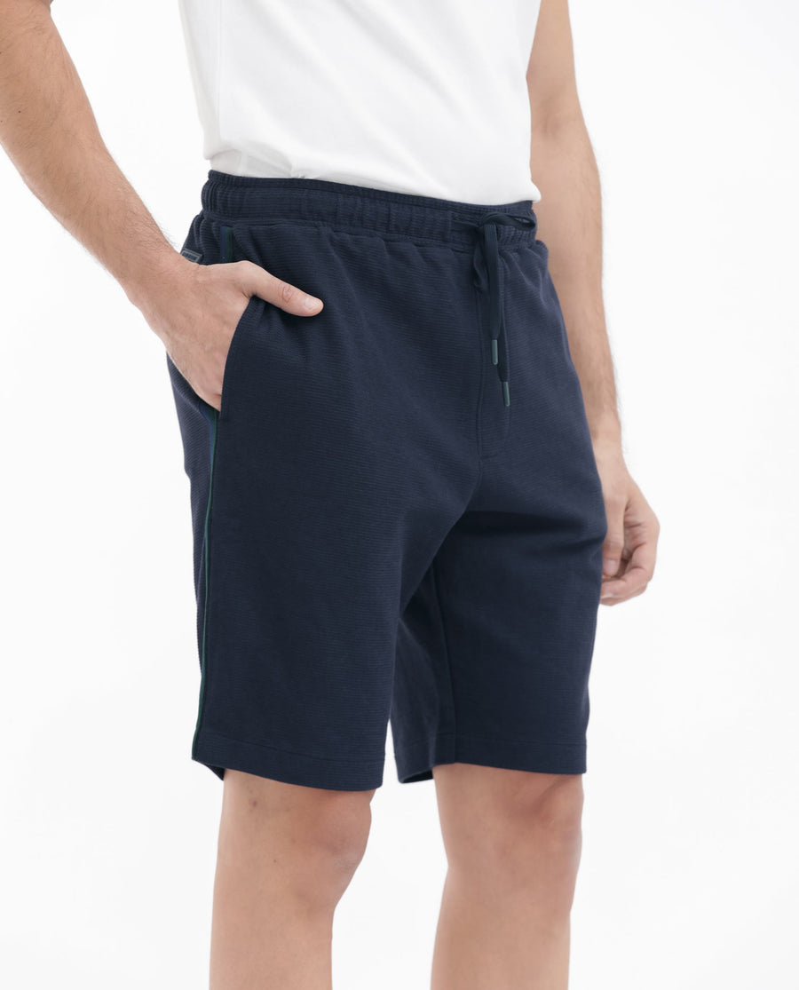 Rare Rabbit Men's Ambet Dusky Navy Cotton Blend Plain Relaxed Fit Shorts