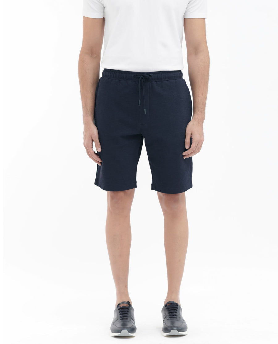 Rare Rabbit Men's Ambet Dusky Navy Cotton Blend Plain Relaxed Fit Shorts