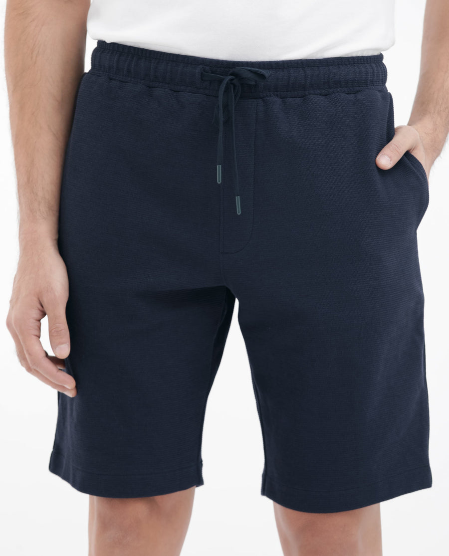 Rare Rabbit Men's Ambet Dusky Navy Cotton Blend Plain Relaxed Fit Shorts