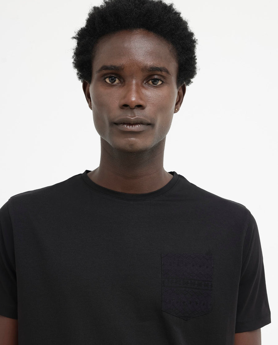 Rare Rabbit Men's Ammos Black Cotton Blend Plain Regular Fit Half Sleeve Crew Neck T-Shirt