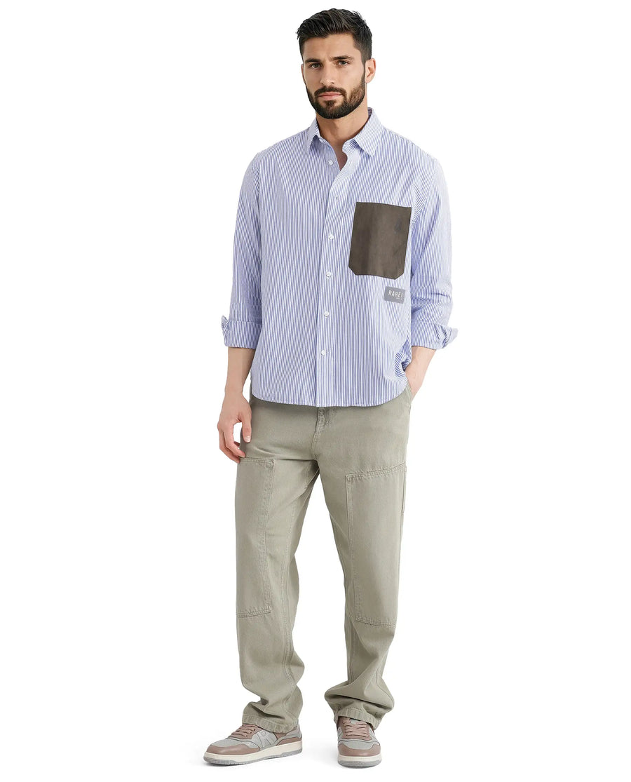 Rare Rabbit Men's Amot White Cotton Striped Print Regular Fit Full Sleeve Collared Shirt
