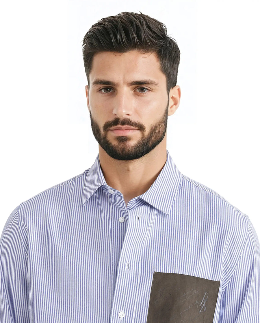 Rare Rabbit Men's Amot White Cotton Striped Print Regular Fit Full Sleeve Collared Shirt