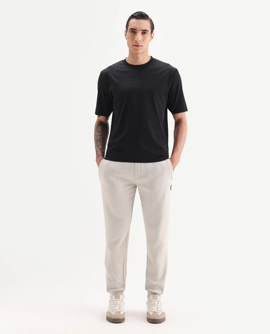 Rare Rabbit Men's Anderson-B25 Beige Cotton Blend Plain Joggers
