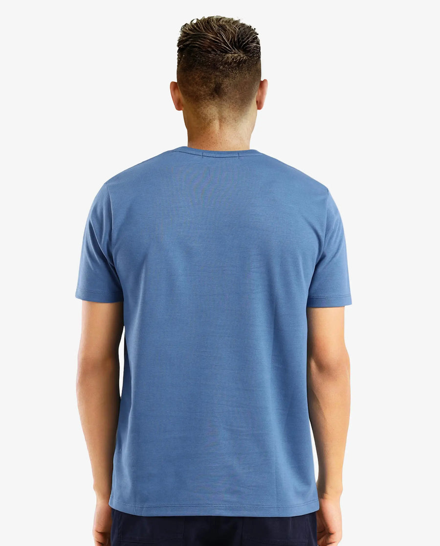Rare Rabbit Men's Antu Blue Cotton Graphic Print Regular Fit Half Sleeve Crew Neck T-Shirt