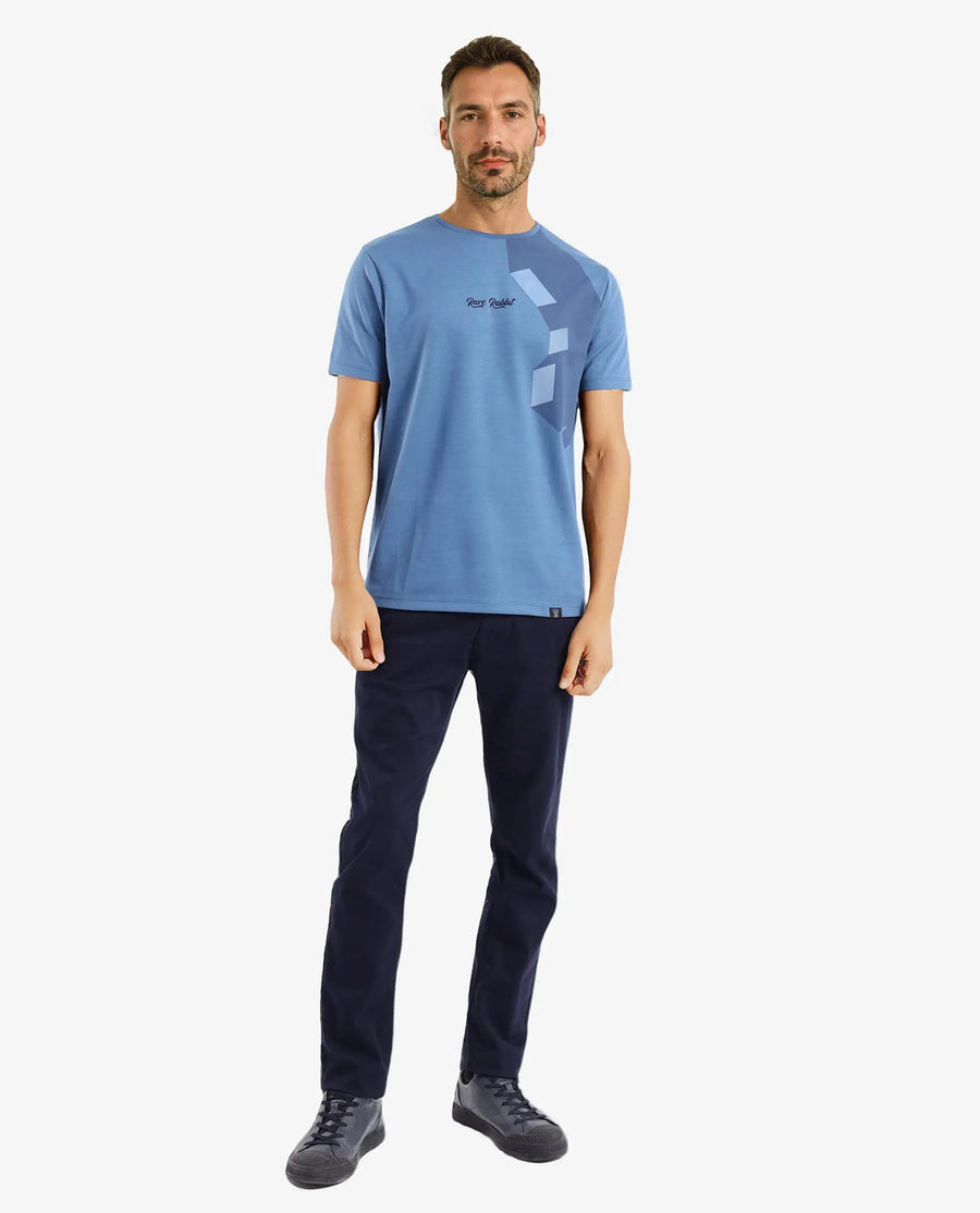 Rare Rabbit Men's Antu Blue Cotton Graphic Print Regular Fit Half Sleeve Crew Neck T-Shirt