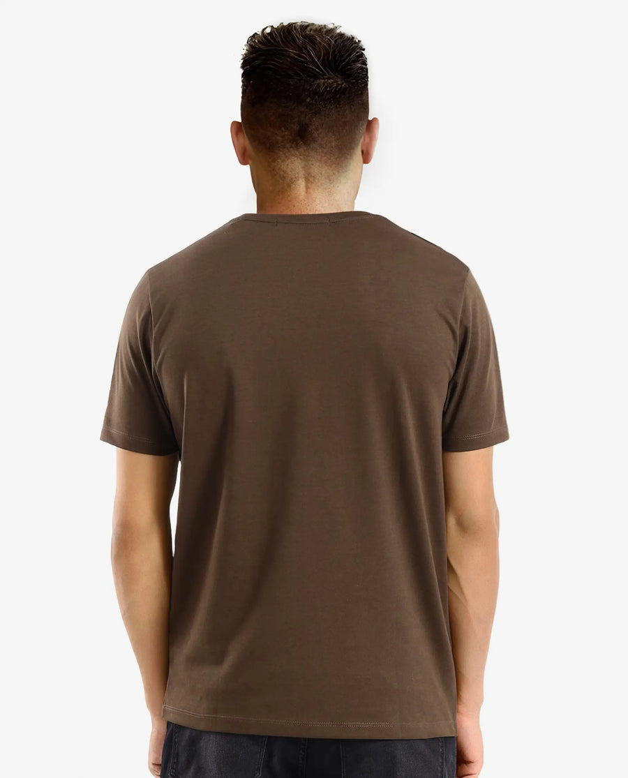 Rare Rabbit Men's Antu Olive Cotton Blend Graphic Print Regular Fit Half Sleeve Crew Neck T-Shirt