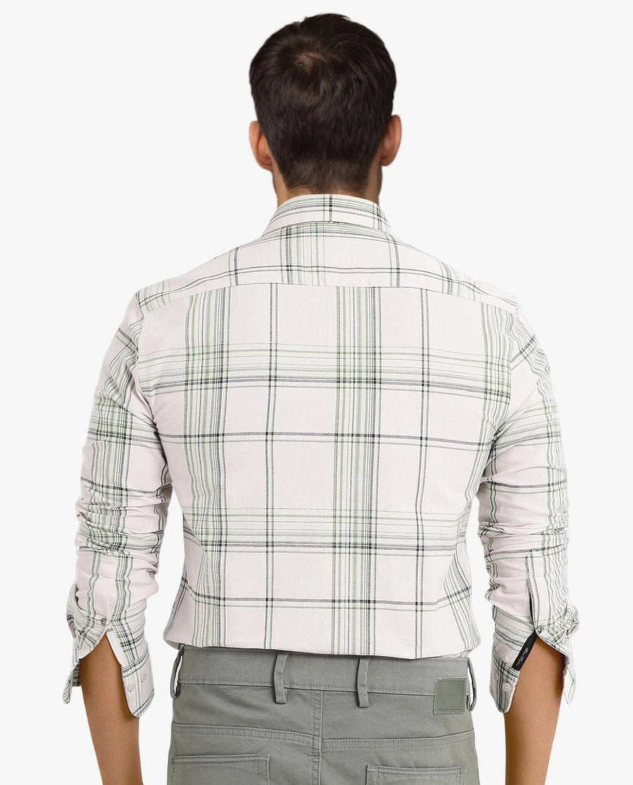 Rare Rabbit Men's Apel Light Pink Cotton Checked Print Regular Fit Full Sleeve Collared Shirt