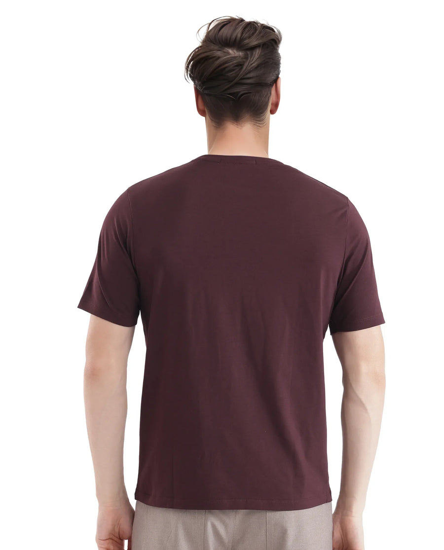 Rare Rabbit Men's Arbor-1 Maroon Cotton Graphic Print Regular Fit Half Sleeve Crew Neck T-Shirt