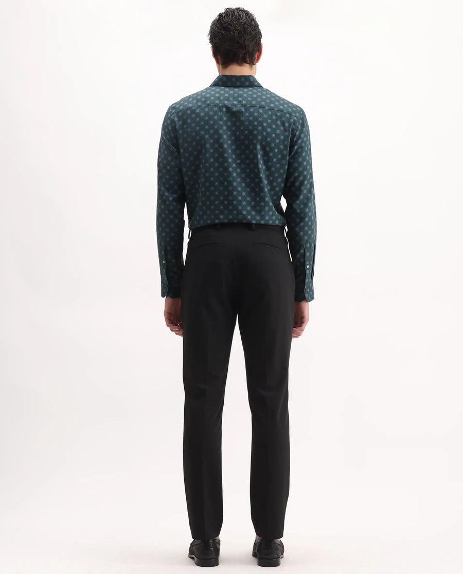 Rare Rabbit Men's Arcade Black Polyester Plain Regular Fit Trouser