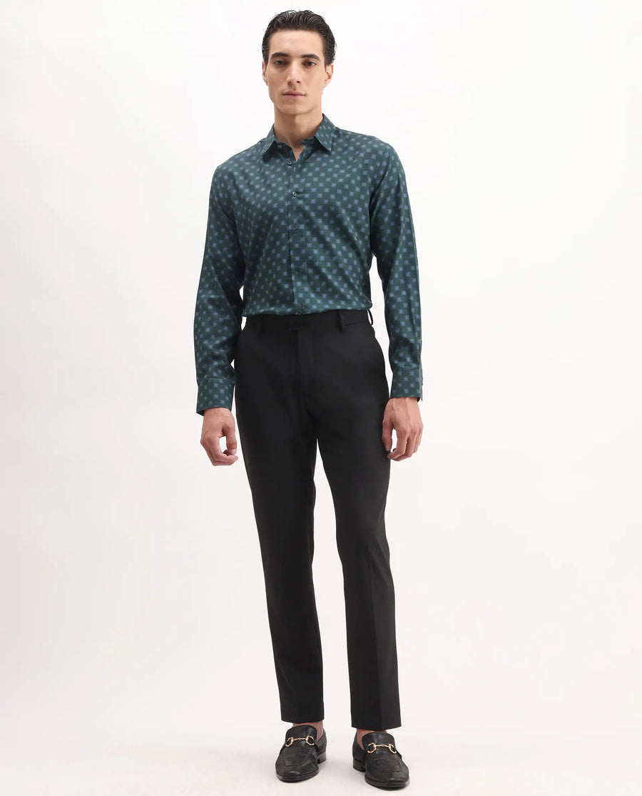Rare Rabbit Men's Arcade Black Polyester Plain Regular Fit Trouser
