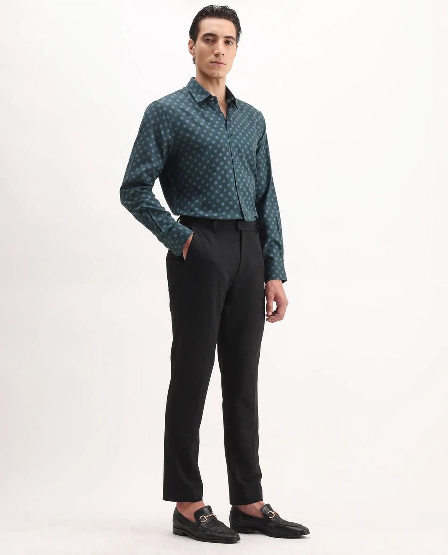 Rare Rabbit Men's Arcade Black Polyester Plain Regular Fit Trouser