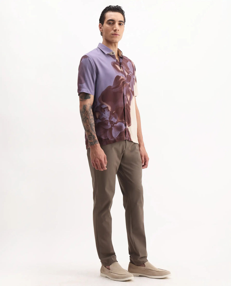 Rare Rabbit Men's Arcade Dark Grey Polyester Plain Regular Fit Trouser