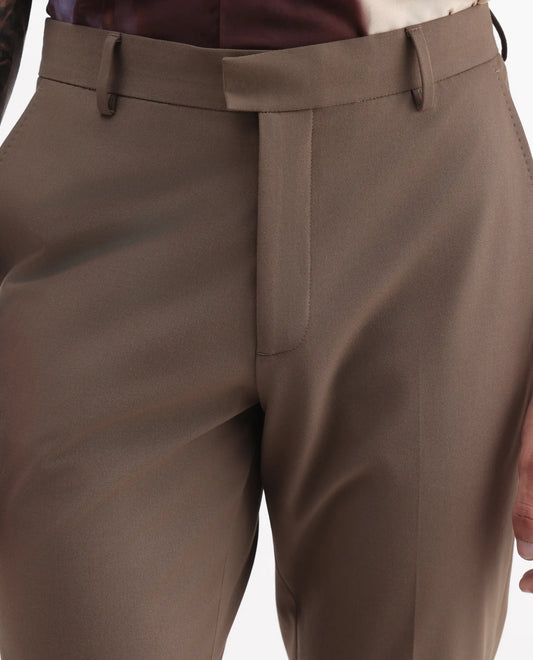 Rare Rabbit Men's Arcade Dark Grey Polyester Plain Regular Fit Trouser