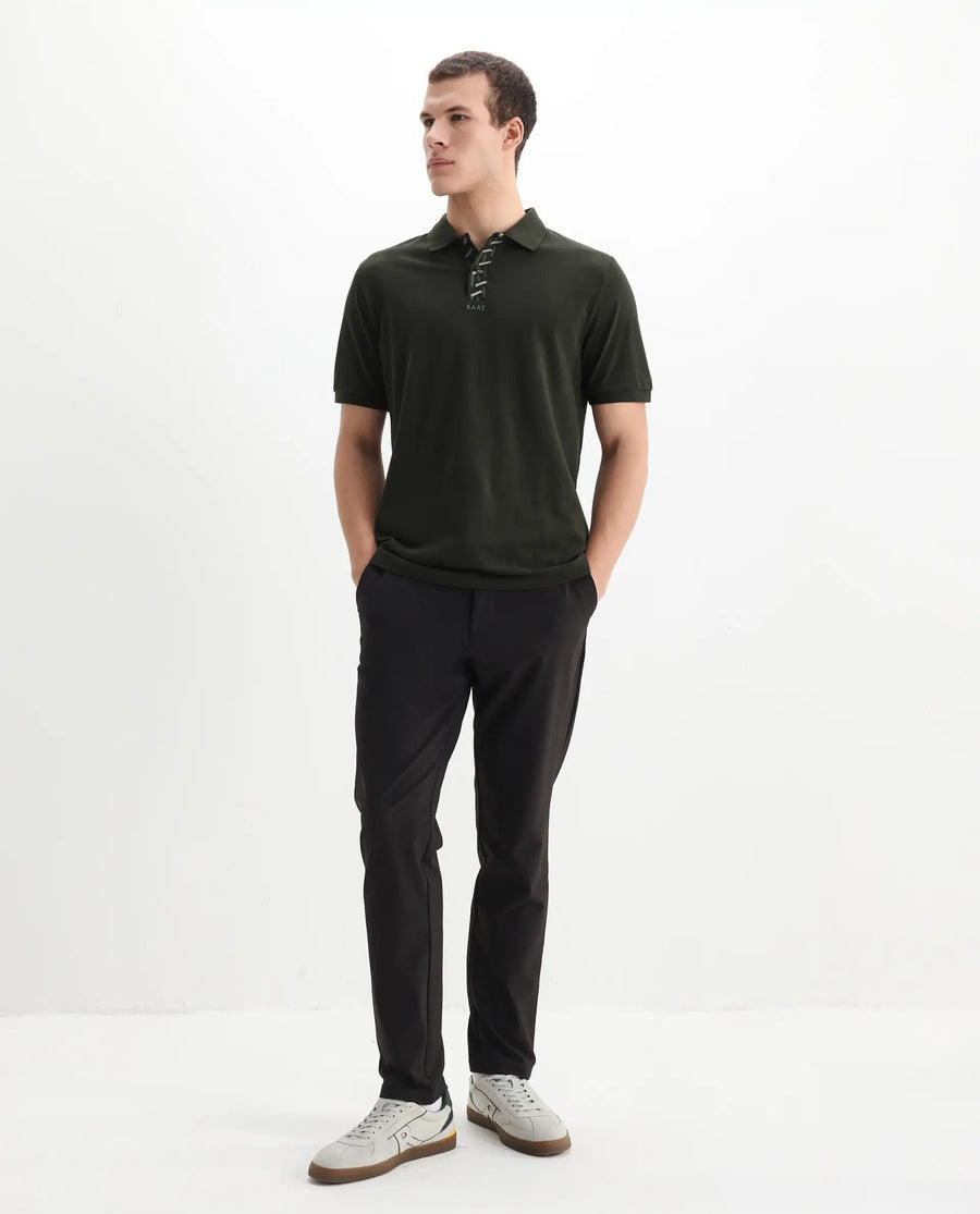 Rare Rabbit Men's Ark Dark Olive Cotton Plain Regular Fit Half Sleeve Polo