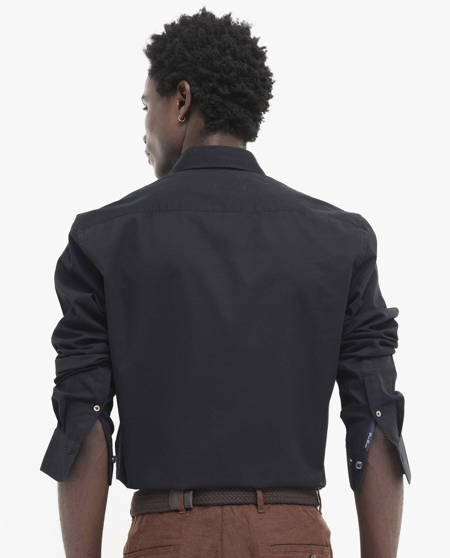 Rare Rabbit Men's Arlet Black Cotton Plain Regular Fit Full Sleeve Spread Collar Shirt