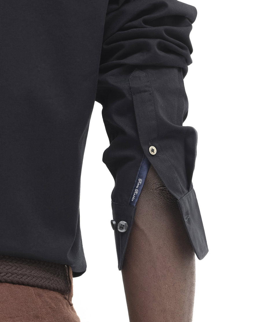 Rare Rabbit Men's Arlet Black Cotton Plain Regular Fit Full Sleeve Spread Collar Shirt